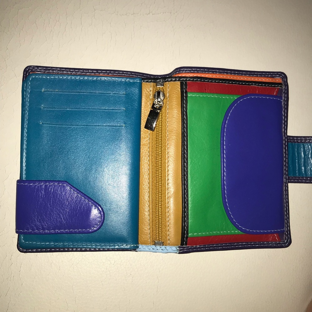 Multi-color handmade leather wallet